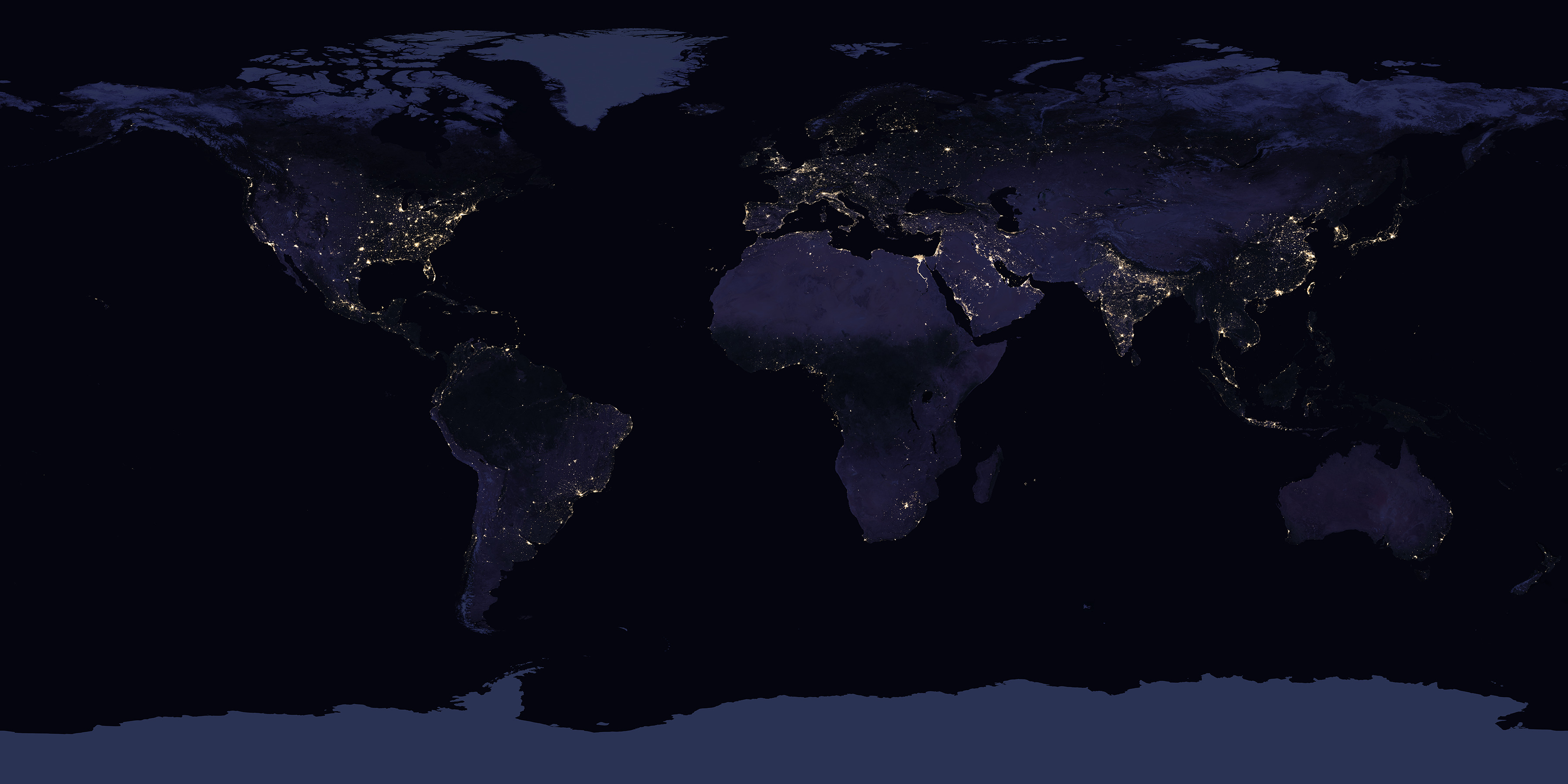 Carte NASA de la Terre de nuit